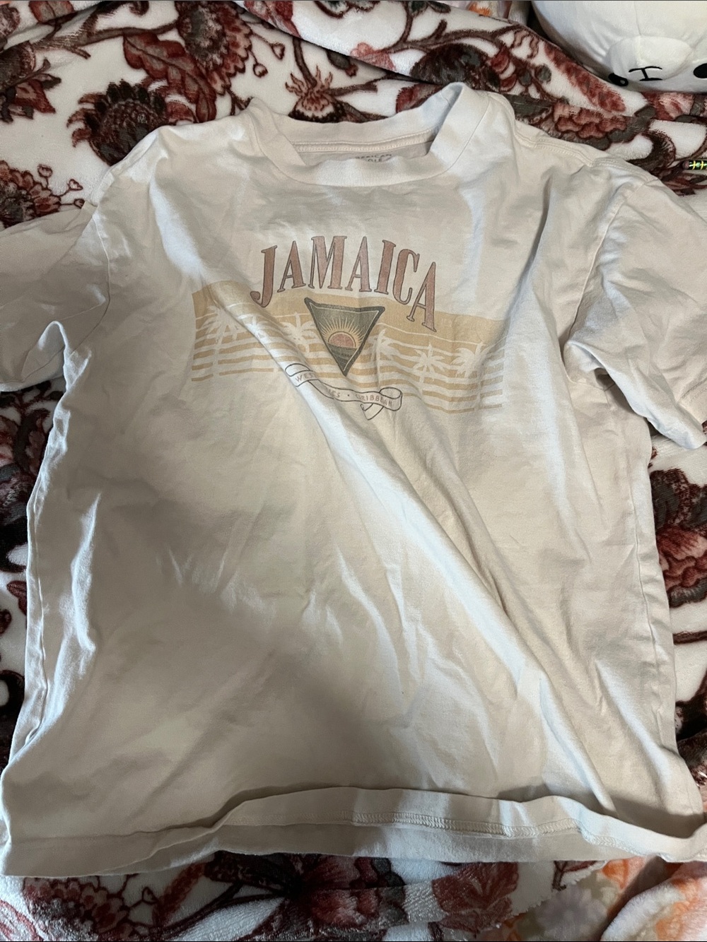 American Eagle Outfitters Jamaica Graphic Tee in Light Beige